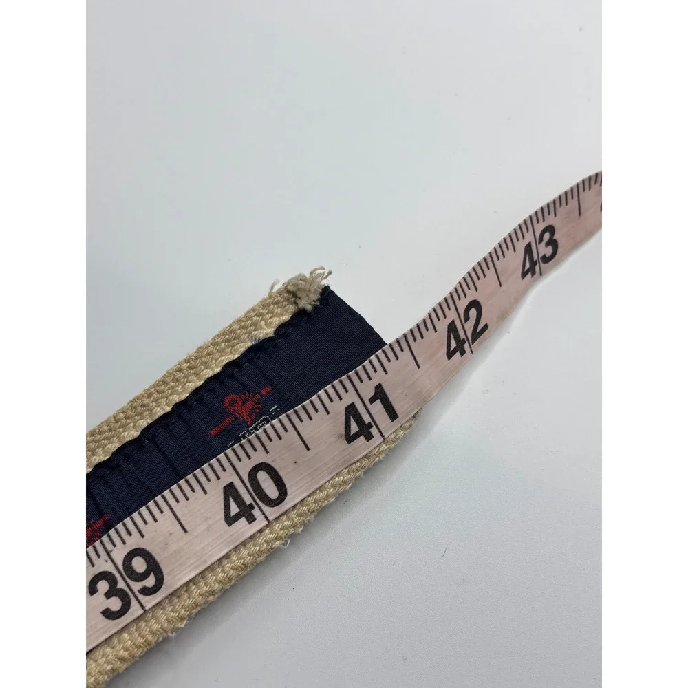 YRI Sailing Research Navy Anchor Embroidered Canvas D-Ring Belt Cream 41.5 Inch